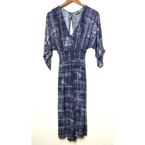 Dual Nature Wide Leg Jumpsuit Cropped Leg Rayon Festival Boho Style Size Small - Picture 3 of 9